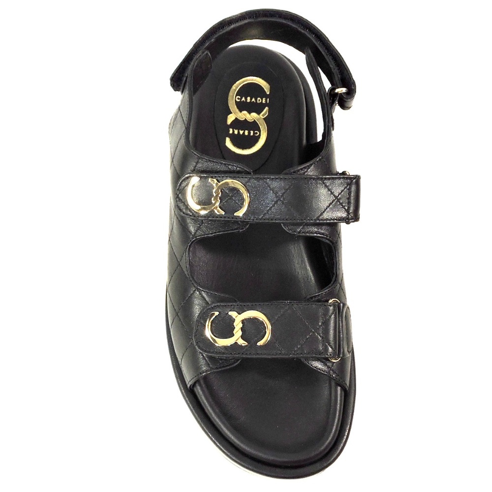 CASADEI 🇮🇹 WOMENS BLACK SOFT LEATHER SUMMER PLATFORM SANDALS - Picture 6 of 8